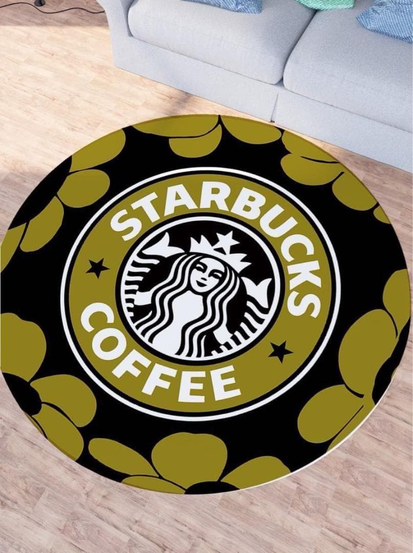 スタバ ラウンドカーペット イエロー 直径 80センチ 円形 ラグ