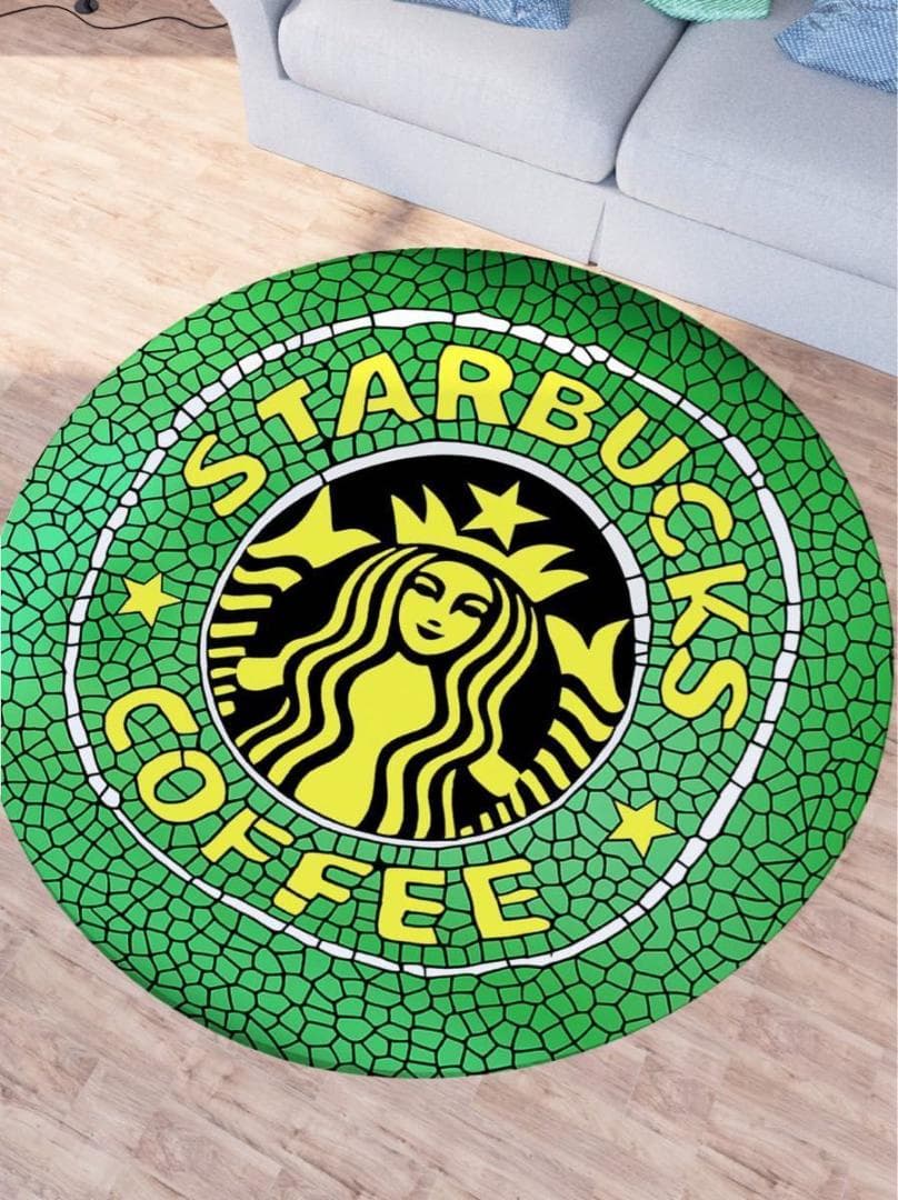スタバ ラウンドカーペット グリーン 直径 80センチ 円形 ラグ