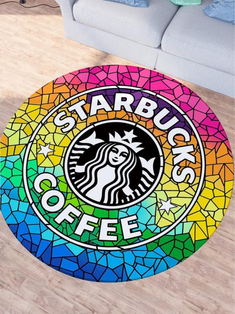 ★大人気★スタバ・ラウンドカーペット★ステンドグラス　直径80cm
