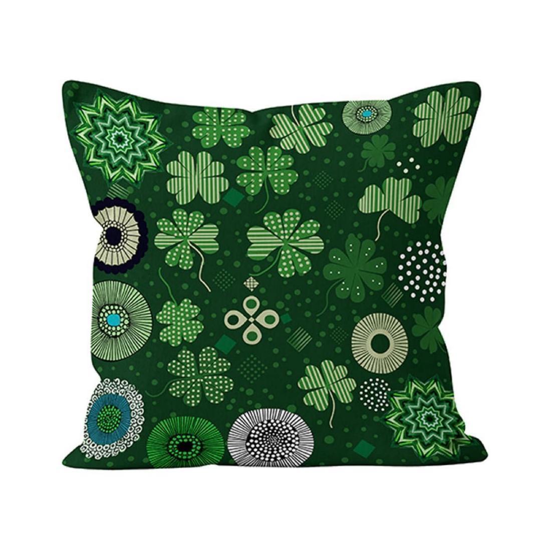 日本製 リネン100％ クッションカバー 45×45cm 北欧風クローバー柄｜ | 1枚目