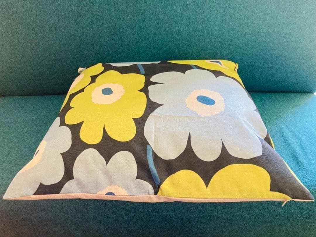 マリメッコ marimekko 座布団カバー ブルー/グリーン 55x59cm | 4枚目