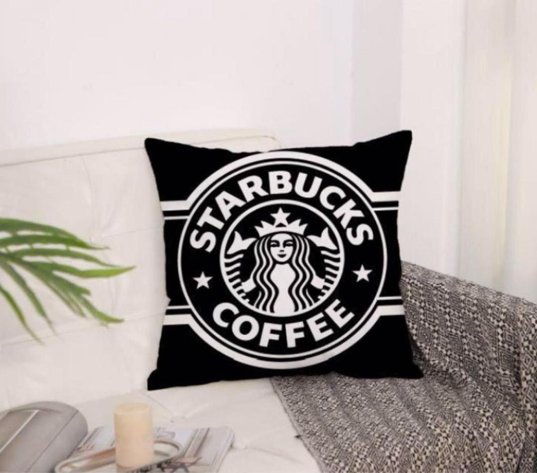 ★大人気★スタバ・クッション・座布団カバー★ブラック【55×59】