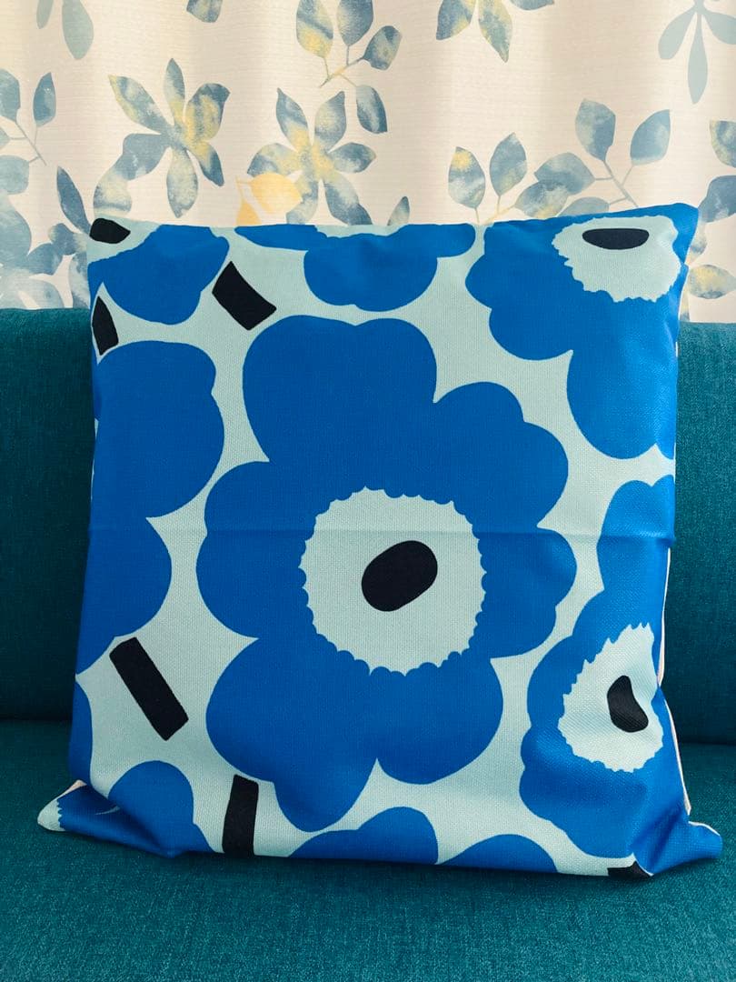 マリメッコ marimekko 座布団カバー ブルー 55x59cm | 2枚目