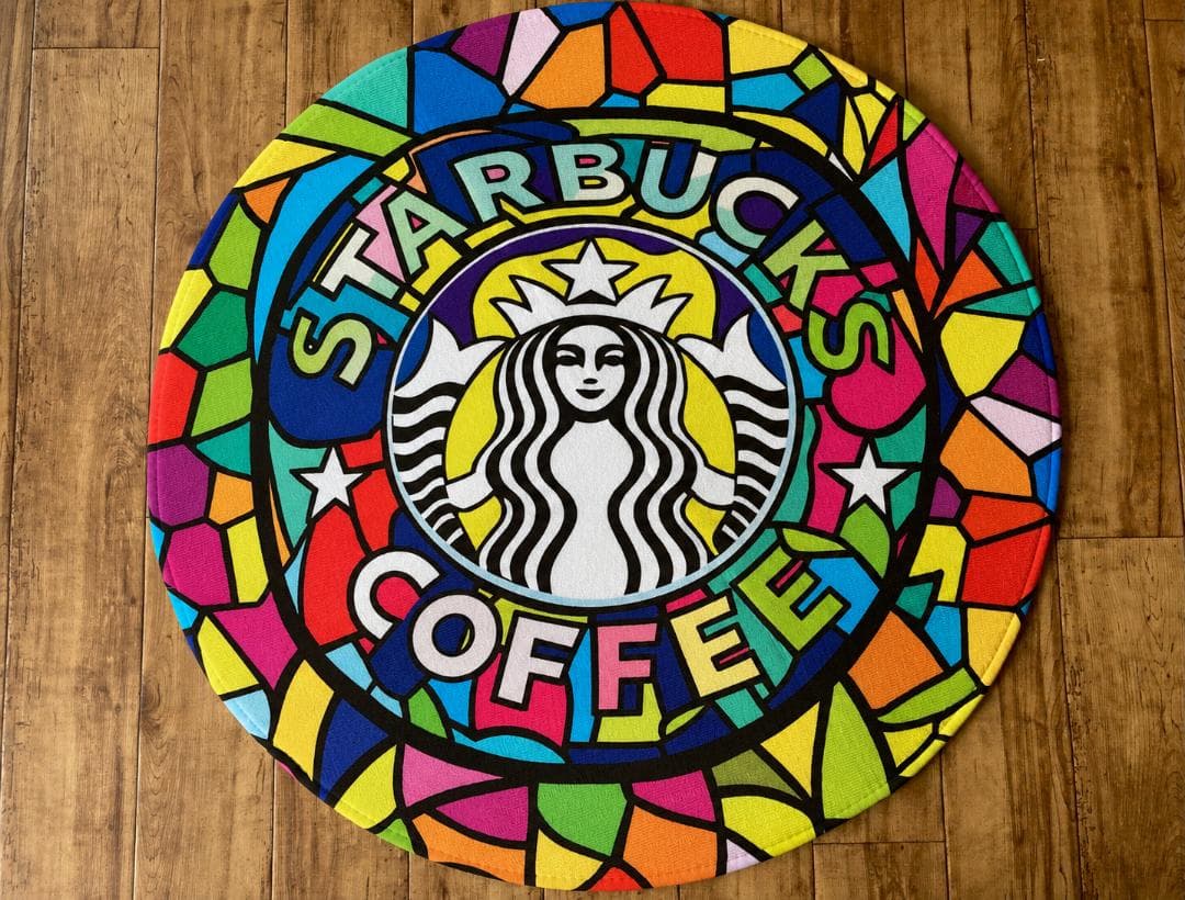 スタバ・ラウンドカーペット ステンドグラス　ピンク　直径80cm | 2枚目