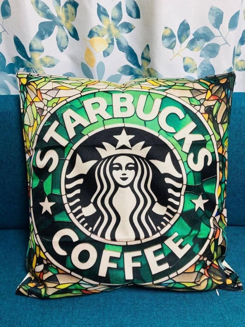 スタバ クッションカバー ステンドグラス 45x45cm | 2枚目