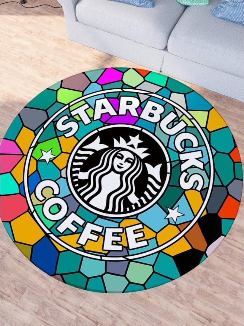 ★大人気★スタバ・ラウンドカーペット★ステンドグラス　直径80cm | 1枚目