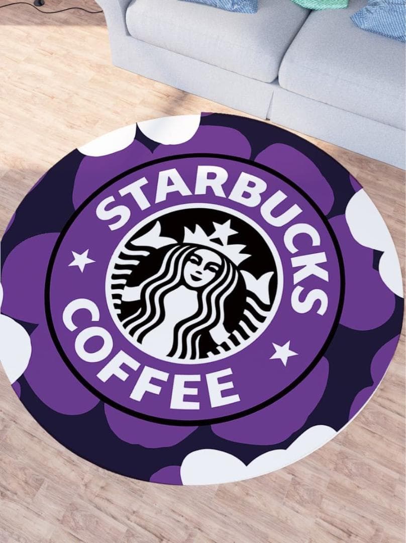 スタバ・ラウンドカーペット パープル　直径80cm