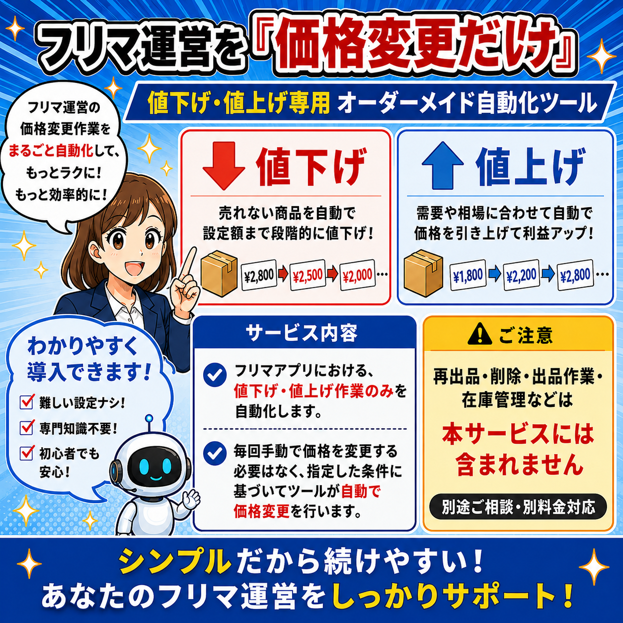 【買い切り】フリマ価格変更を自動化｜全商品を一括で値下げ・値上げできる専用ツール | 2枚目